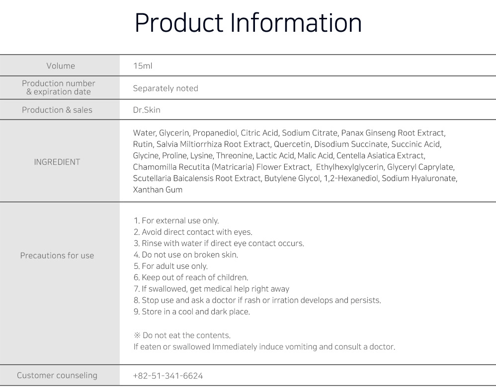 Product Information, Ingredients List